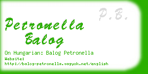 petronella balog business card